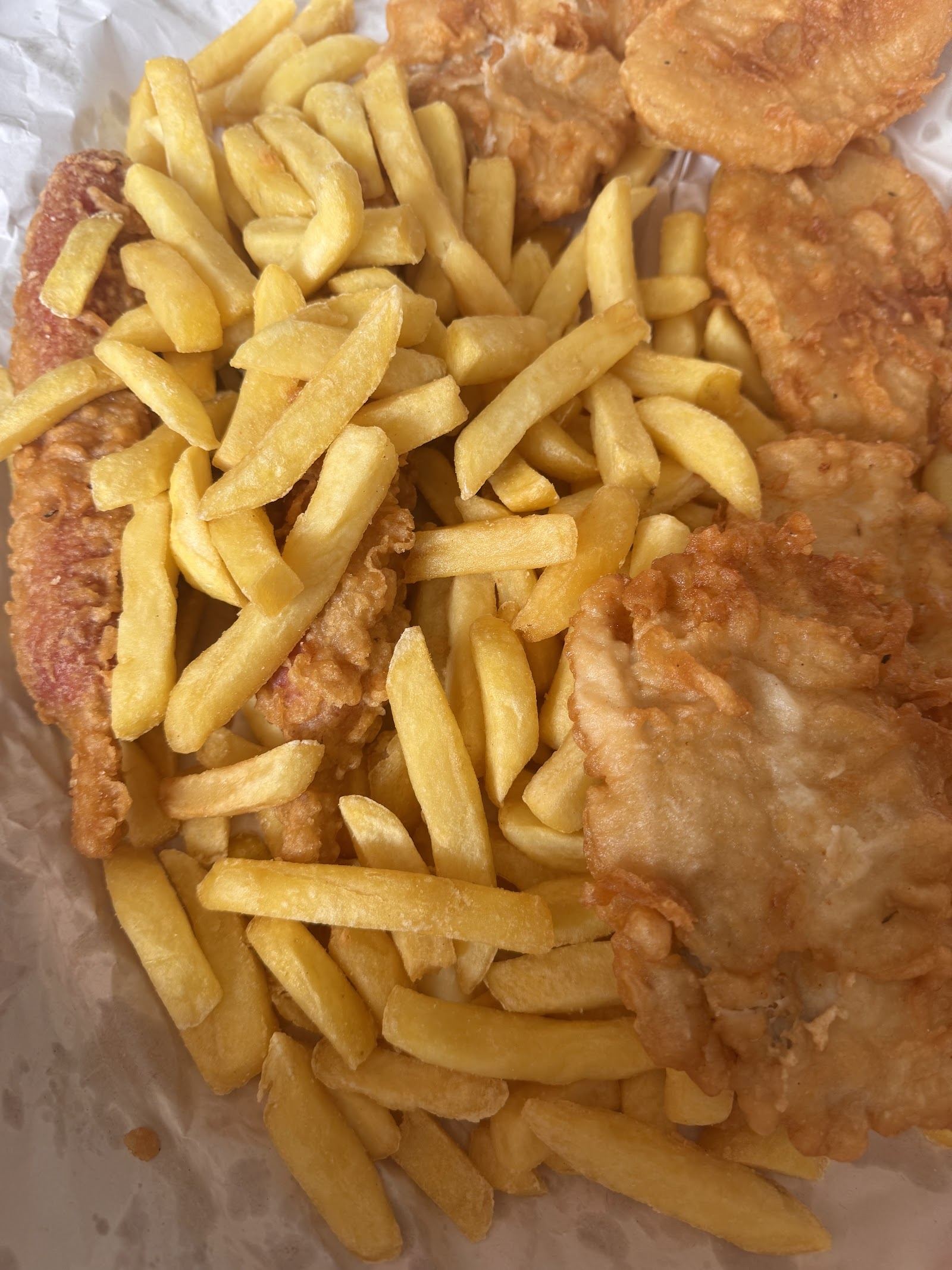 Fresh battered fish and hot chips from Hopkins Street Takeaway